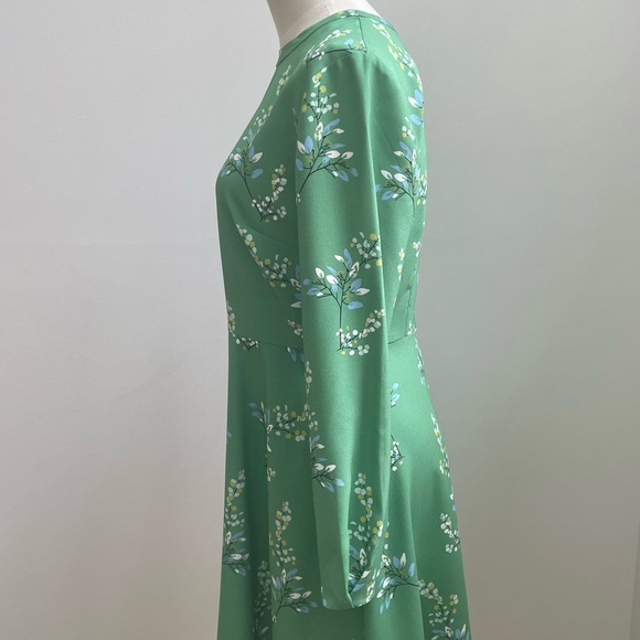 LOFT Green Floral Long Sleeve Dress - Picture 2 of 5